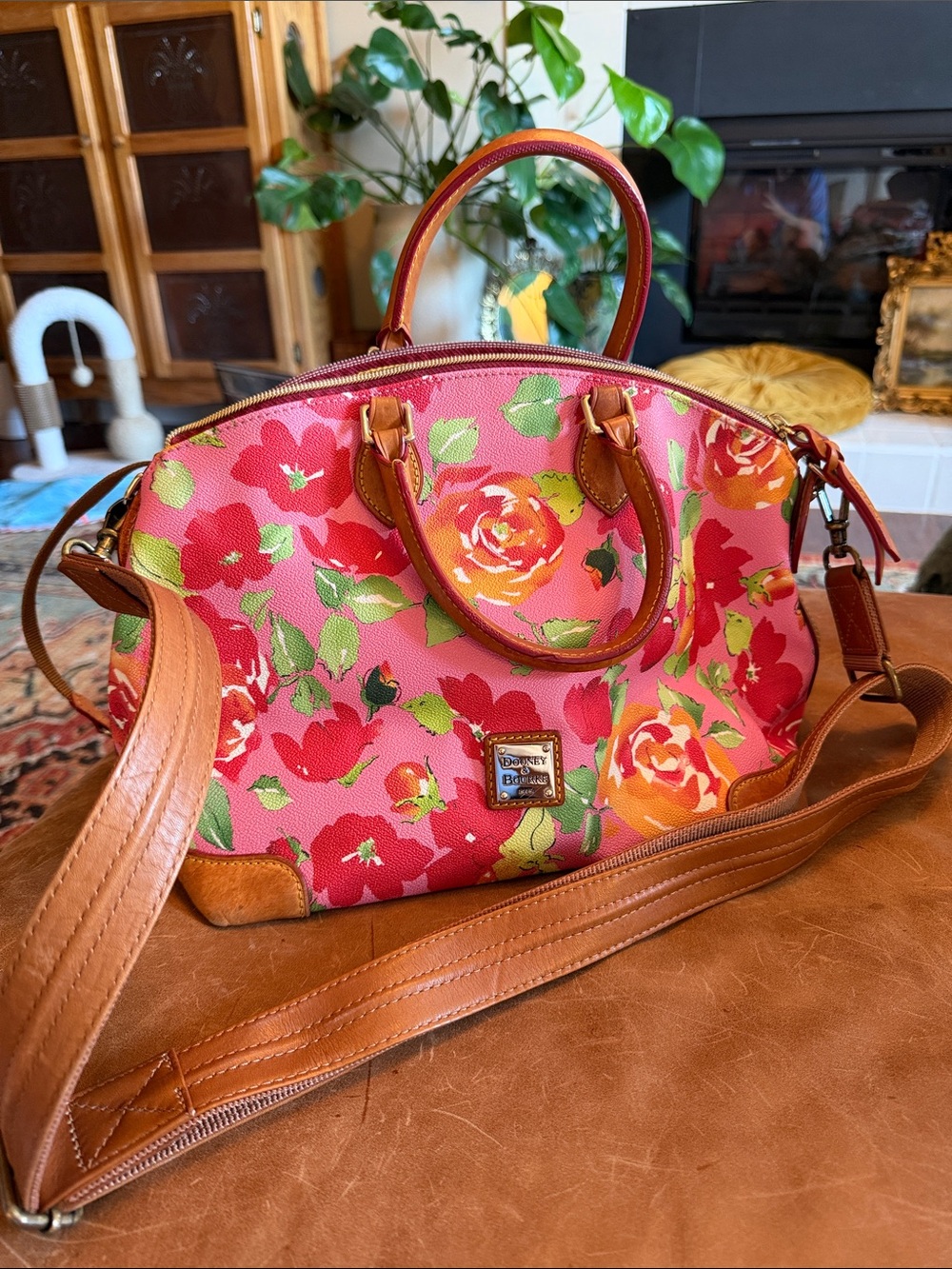 Dooney & Bourke Rose Garden Bloom Zip Satchel Bag – Pristine Pink Floral